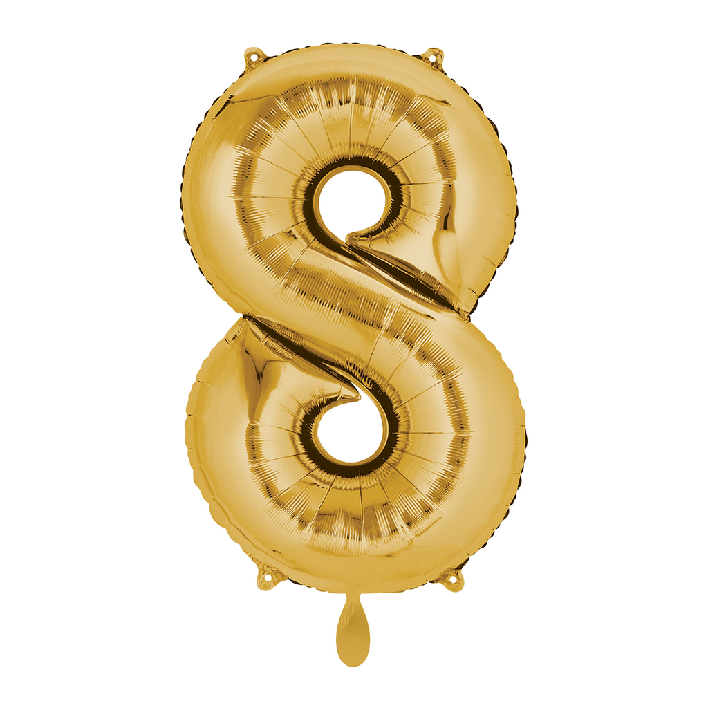 Zahlenballon 8 - Ballon XL in Gold - Folienballon 66cm