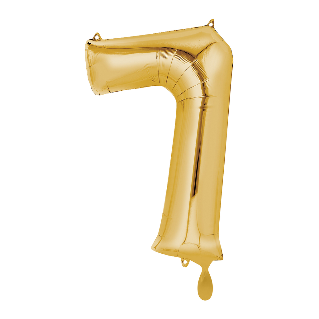 Zahlenballon 7 - Ballon XL in Gold - Folienballon 66cm
