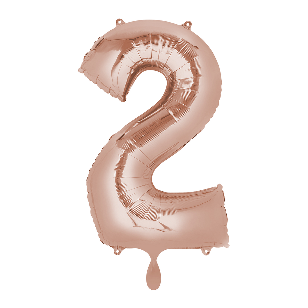 Zahlenballon 2 - Ballon XL in Rose-Gold - Folienballon 66cm