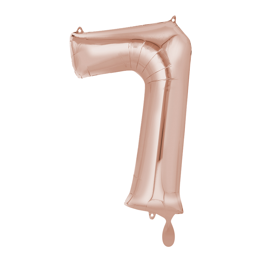 Zahlenballon 7 - Ballon XL in Rose-Gold - Folienballon 66cm
