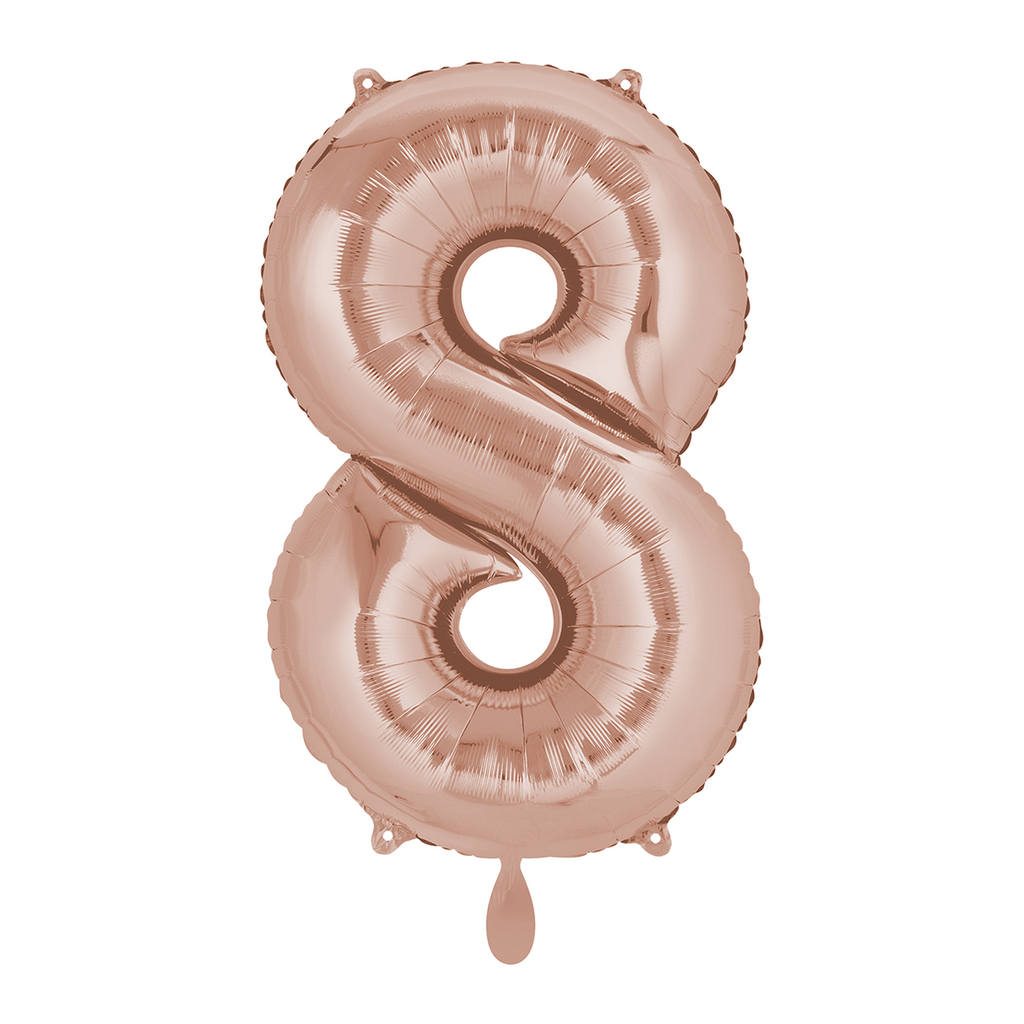 Zahlenballon 8 - Ballon XL in Rose-Gold - Folienballon 66cm