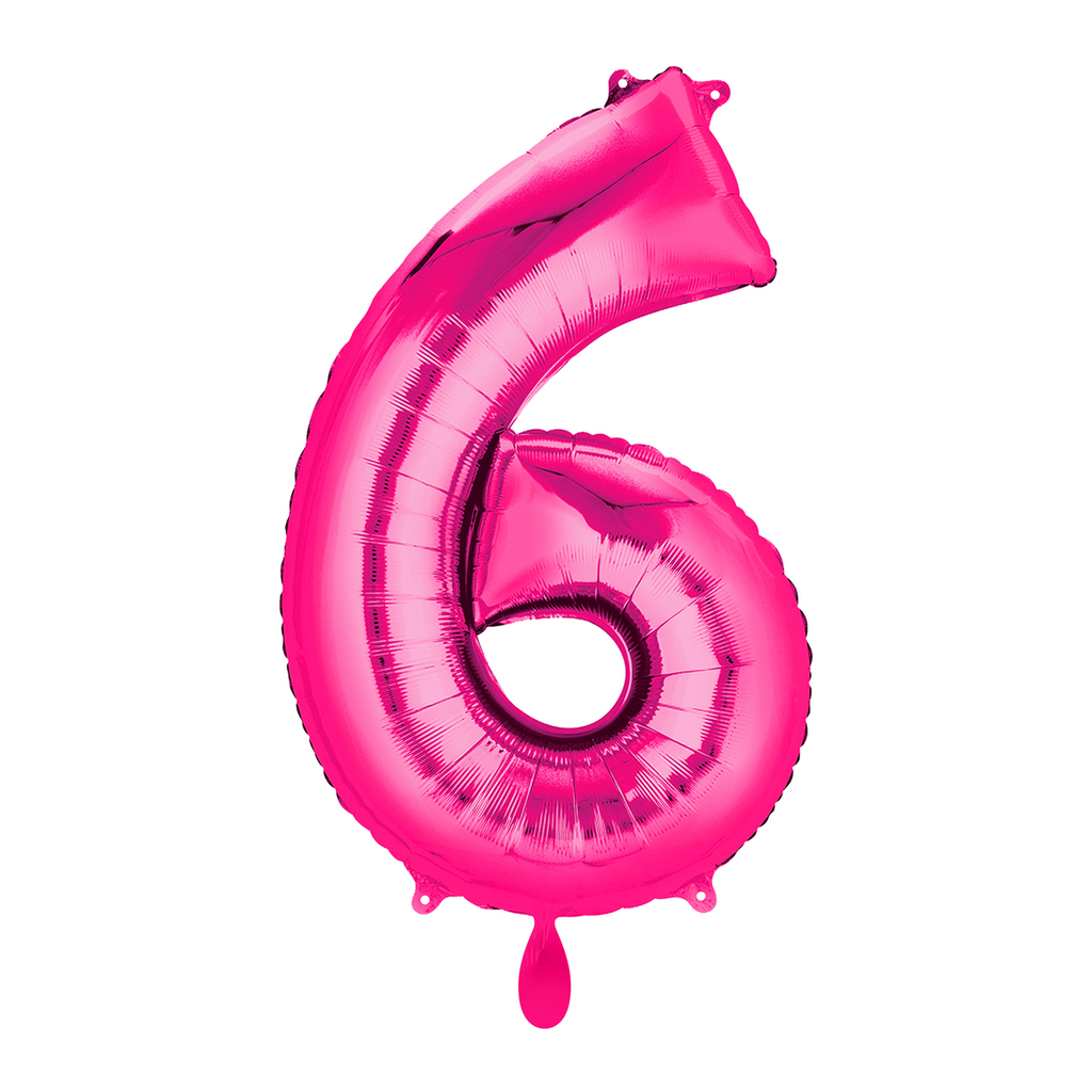 Zahlenballon 6 - Ballon XL in Pink - Folienballon 66cm