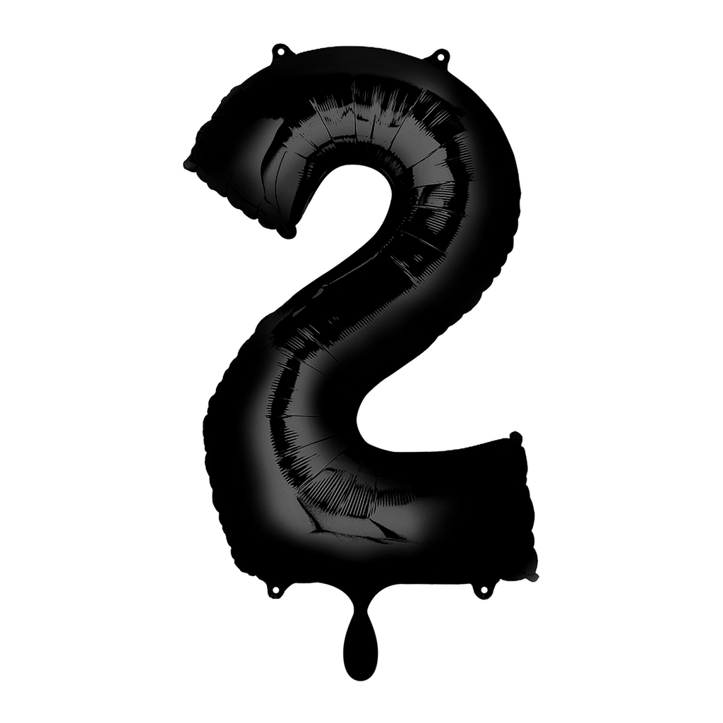 Zahlenballon 2 - Ballon XL in Schwarz - Folienballon 66cm