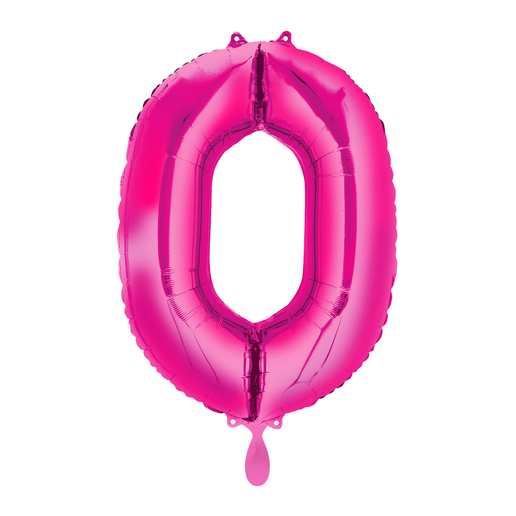 Zahlenballon 0 - Ballon XL in Pink - Folienballon 66cm
