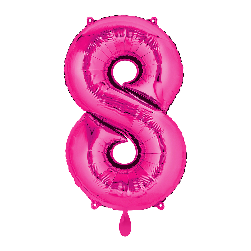 Zahlenballon 8 - Ballon XL in Pink - Folienballon 66cm