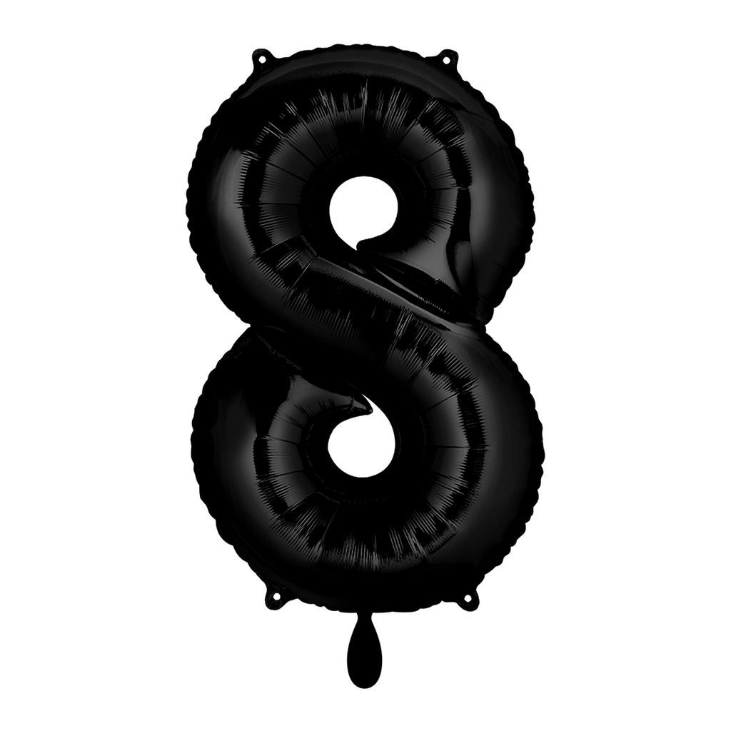 Zahlenballon 8 - Ballon XL in Schwarz - Folienballon 66cm