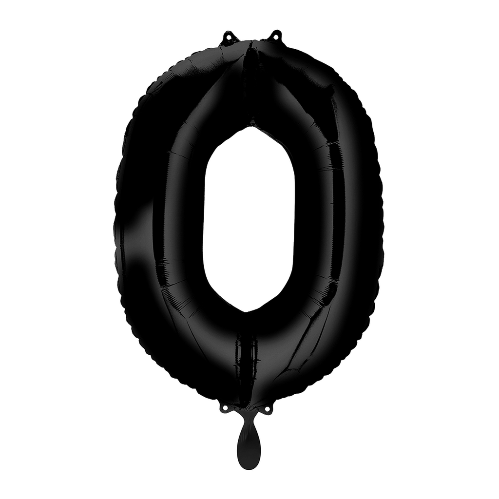 Zahlenballon 0 - Ballon XL in Schwarz - Folienballon 66cm