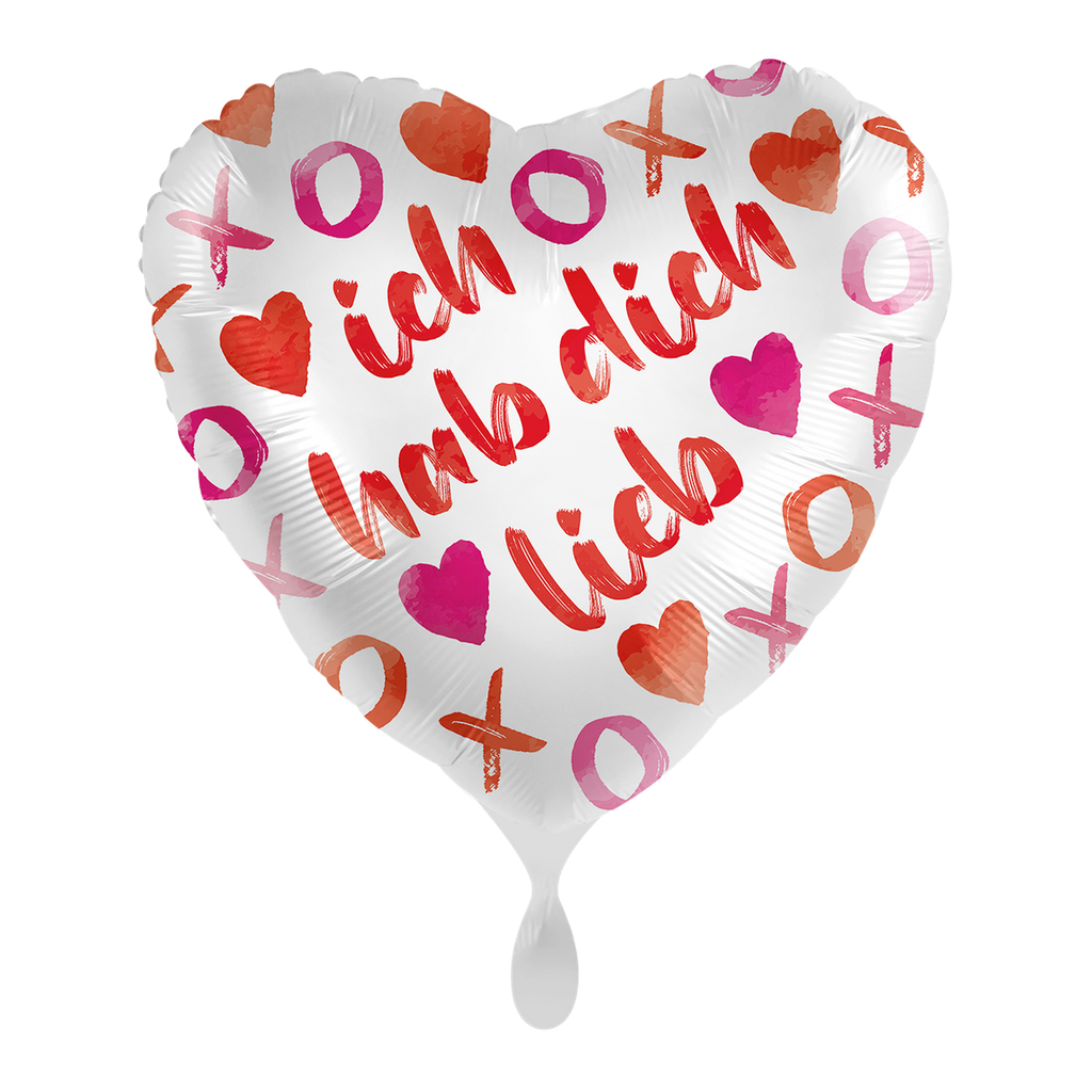 Ich hab dich lieb Herzballon - XOXO Love Heart Ballon Folienballon 43cm