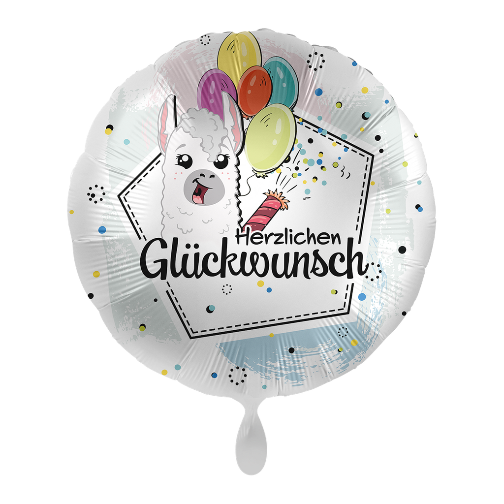 Lama Herzlichen Glückwunsch Ballon Folienballon Ø 45cm