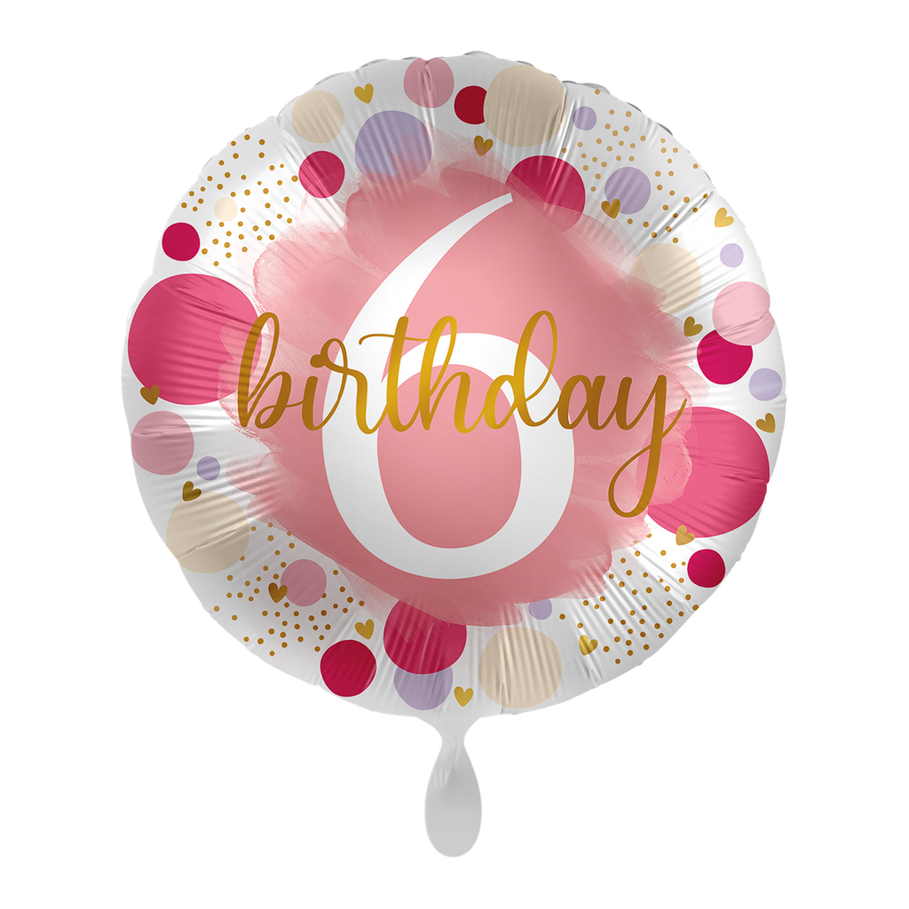 6. Geburtstag Kreise in rosa  - It's sweet to be Six Ballon Folienballon 43cm