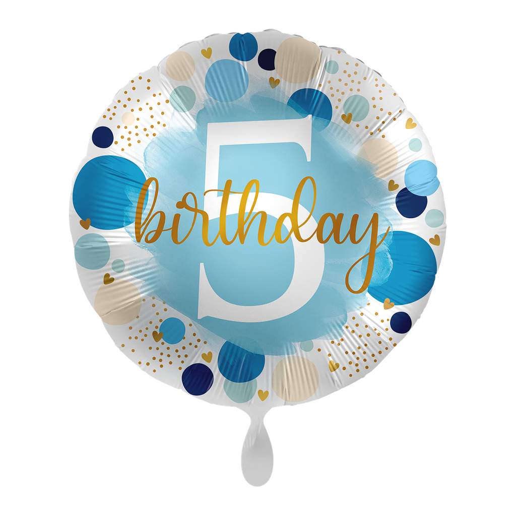 5. Geburtstag Kreise in blau - Lucky Five Ballon Folienballon 43cm