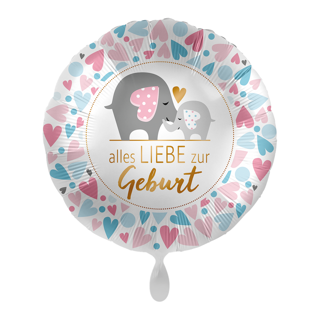 Alles Liebe zur Geburt - Baby Loving Elephants Geburt Birthday Ballon Folienballon 43cm