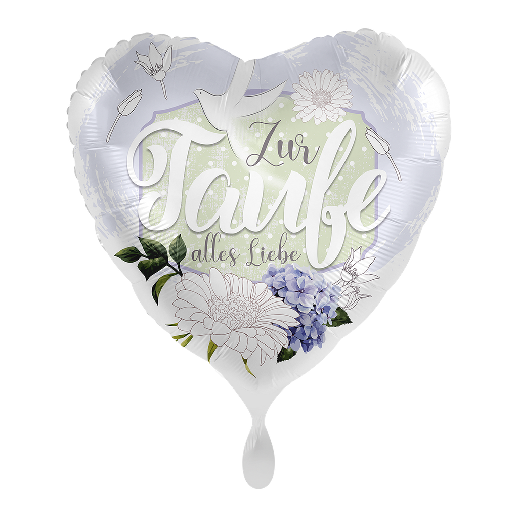 Taufe Blüten Herzballon - Ballon Folienballon 43cm