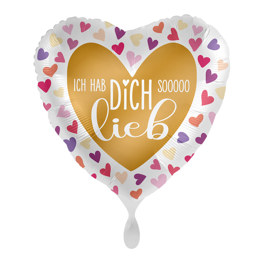 Ich hab dich so lieb Herzballon - Love Heart Ballon Folienballon 43cm