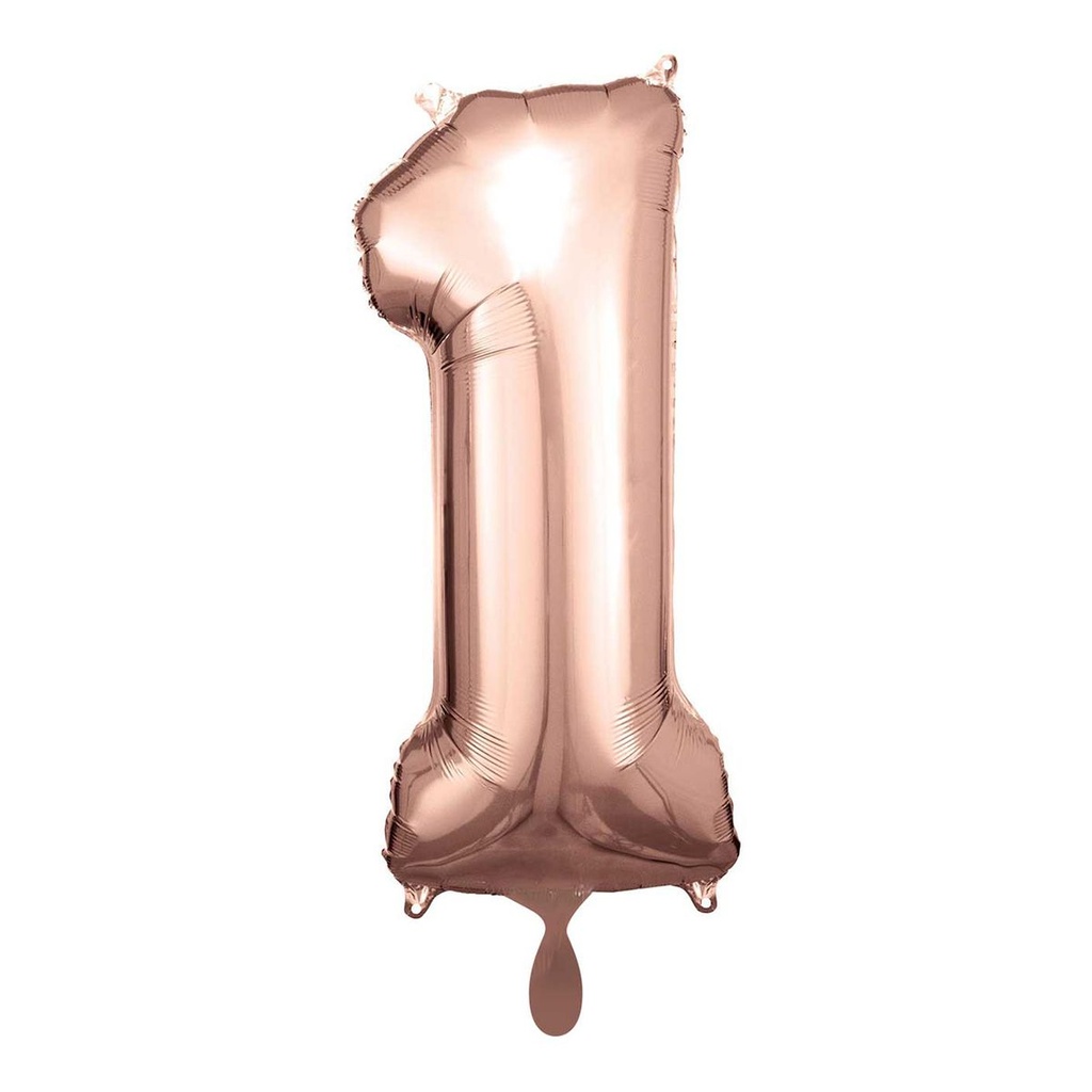 Zahlenballon 1 - Ballon XL in Rosegold - Folienballon 66cm
