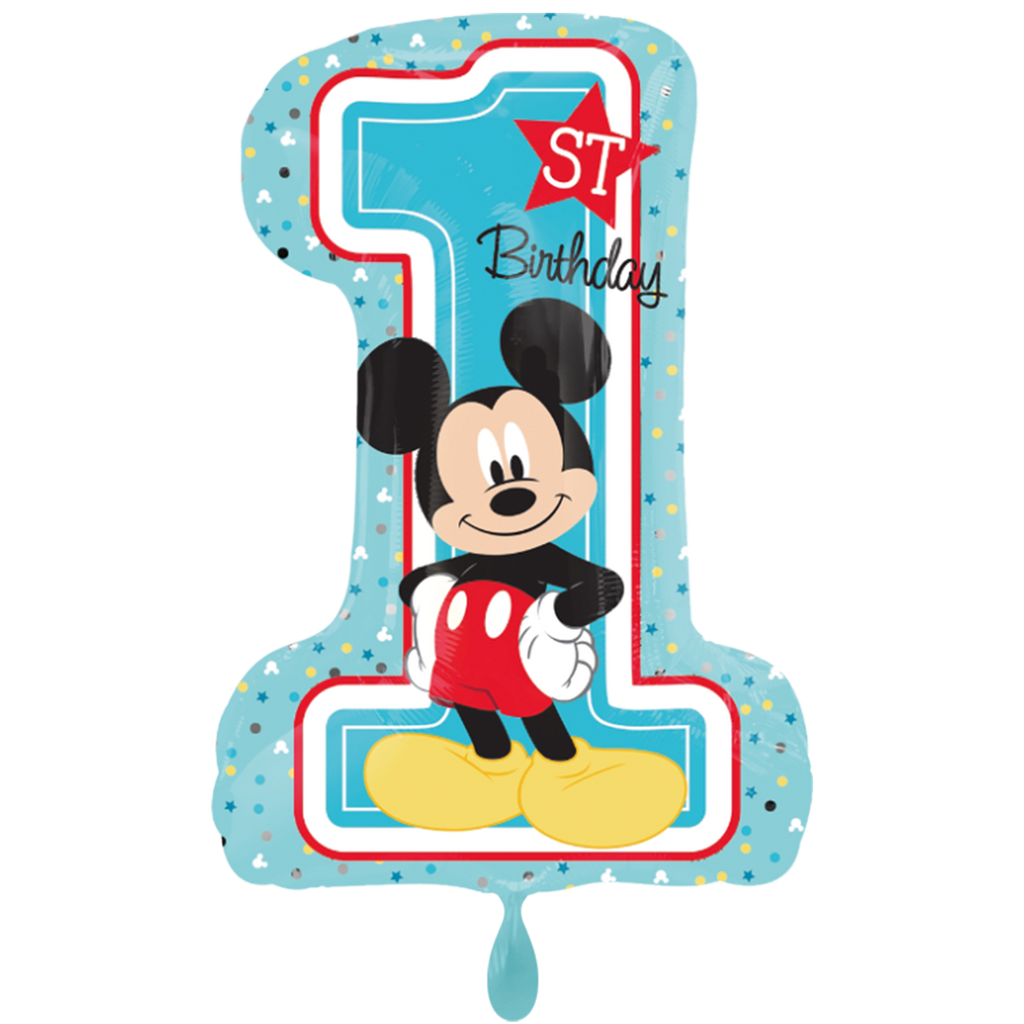 Micky Maus 1. Geburtstag XXL Ballon - Mickey 1st Birthday Folienballon 48x71cm
