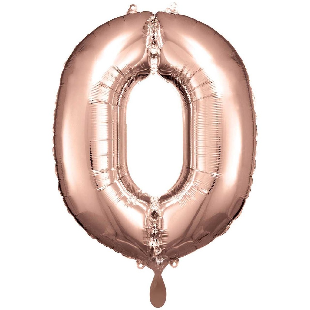 Zahlenballon 0 - Ballon XXL in Rosegold - Folienballon 83cm