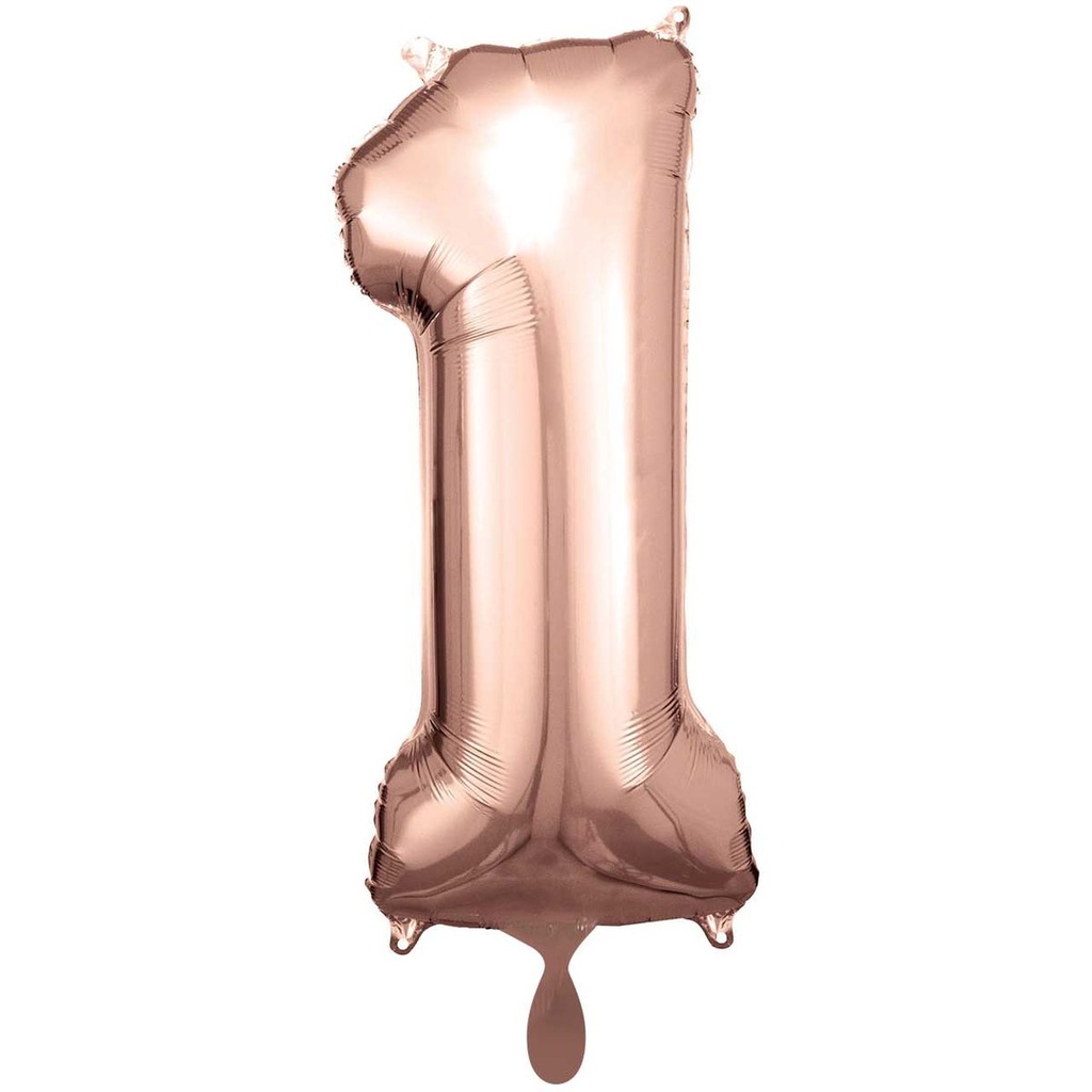 Zahlenballon 1 - Ballon XXL in Rosegold - Folienballon 83cm