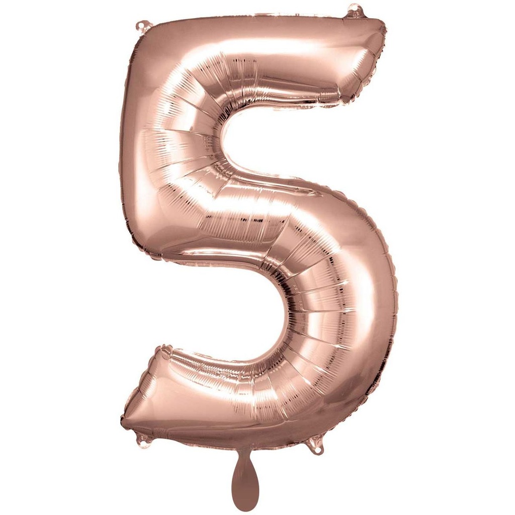 Zahlenballon 5 - Ballon XXL in Rosegold - Folienballon 83cm