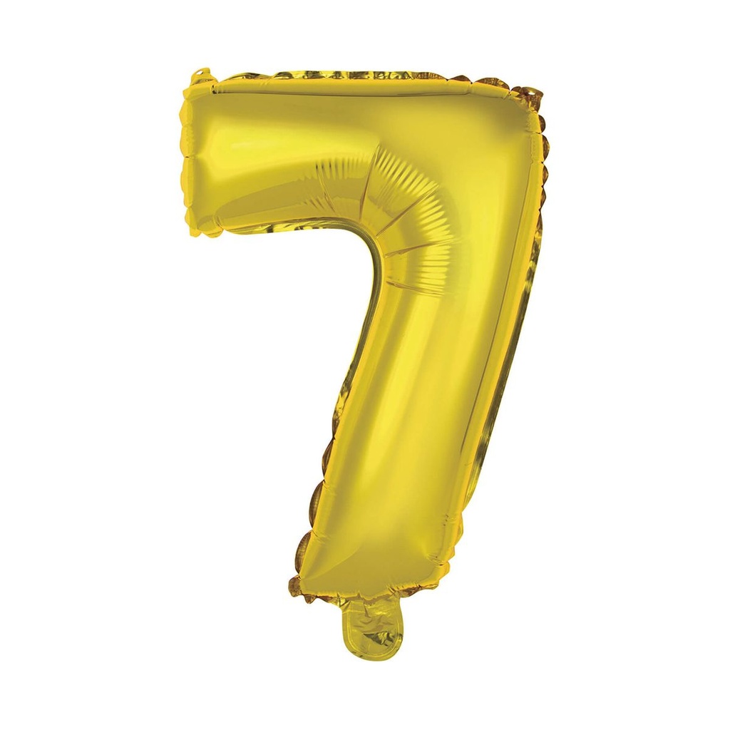 Zahlenballon Zahl 7 - Ballon XS in Gold - Folienballon 42cm