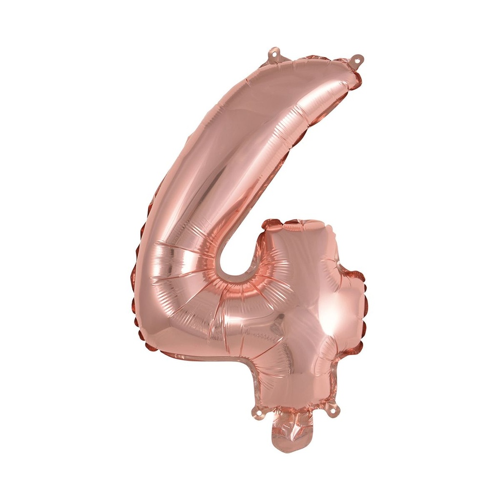 Zahlenballon Zahl 4 - Ballon XS in Rosegold - Folienballon 45cm