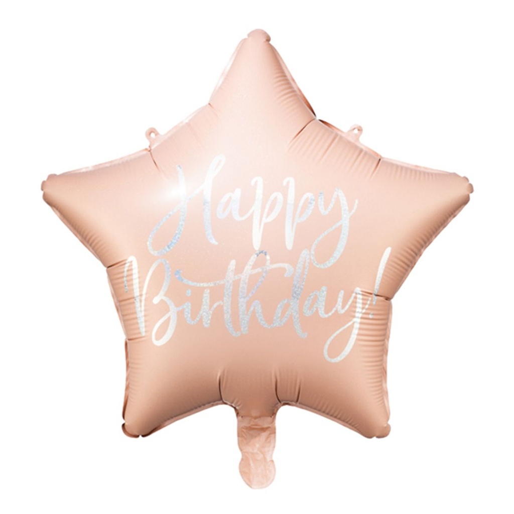 Geburtstagsstern - Happy Birthday Star - Powder Pink Ballon Folienballon Ø 40cm