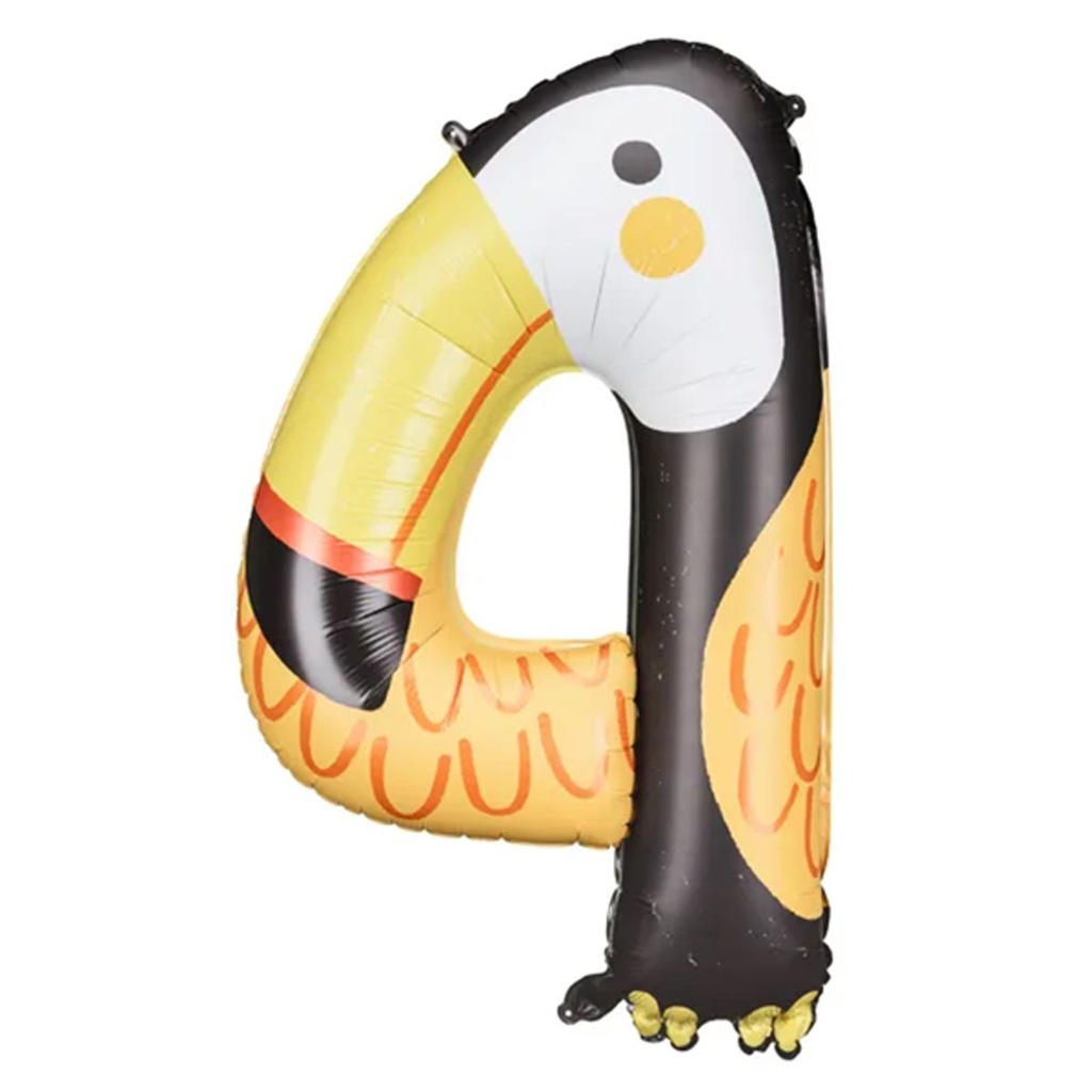 Zahlenballon 4 - Ballon XXL in Pelikanmotiv - Folienballon 47x80cm