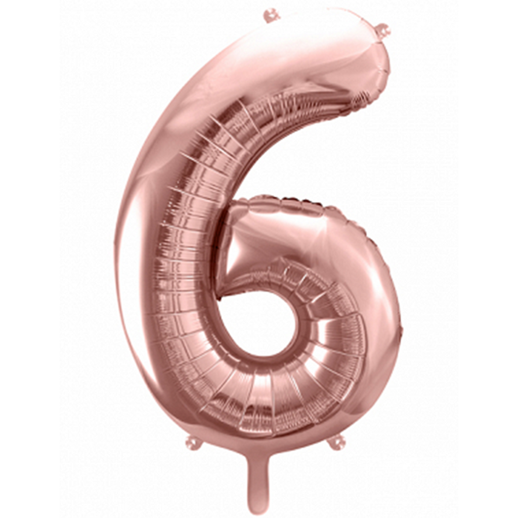 Zahlenballon 6 - Ballon XXL in Rosegold - Folienballon 86cm
