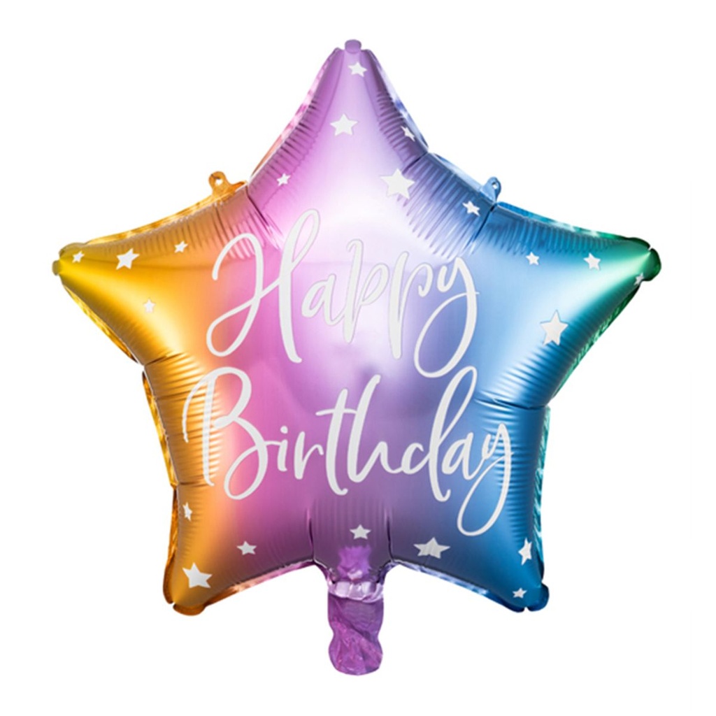 Geburtstagsstern - Happy Birthday Star - Rainbow Ballon Folienballon Ø 40cm