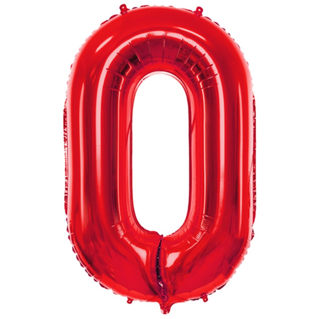 Zahlenballon 0 - Ballon XXL in Rot - Folienballon 86cm