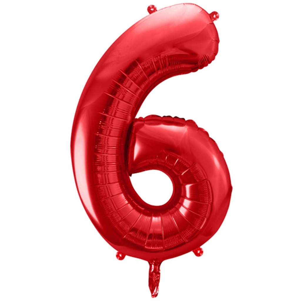 Zahlenballon 6 - Ballon XXL in Rot - Folienballon 86cm
