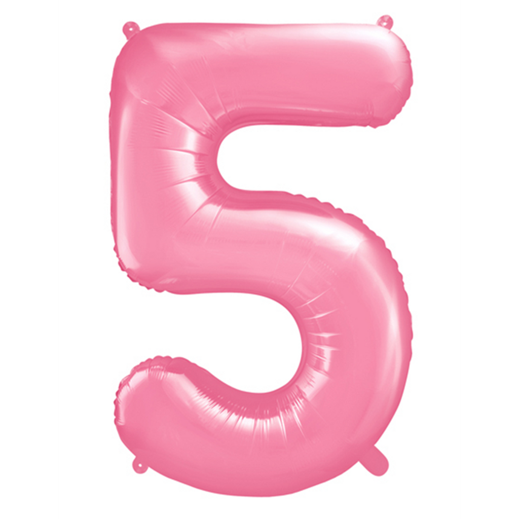 Zahlenballon 5 - Ballon XXL in Rosa - Folienballon 86cm