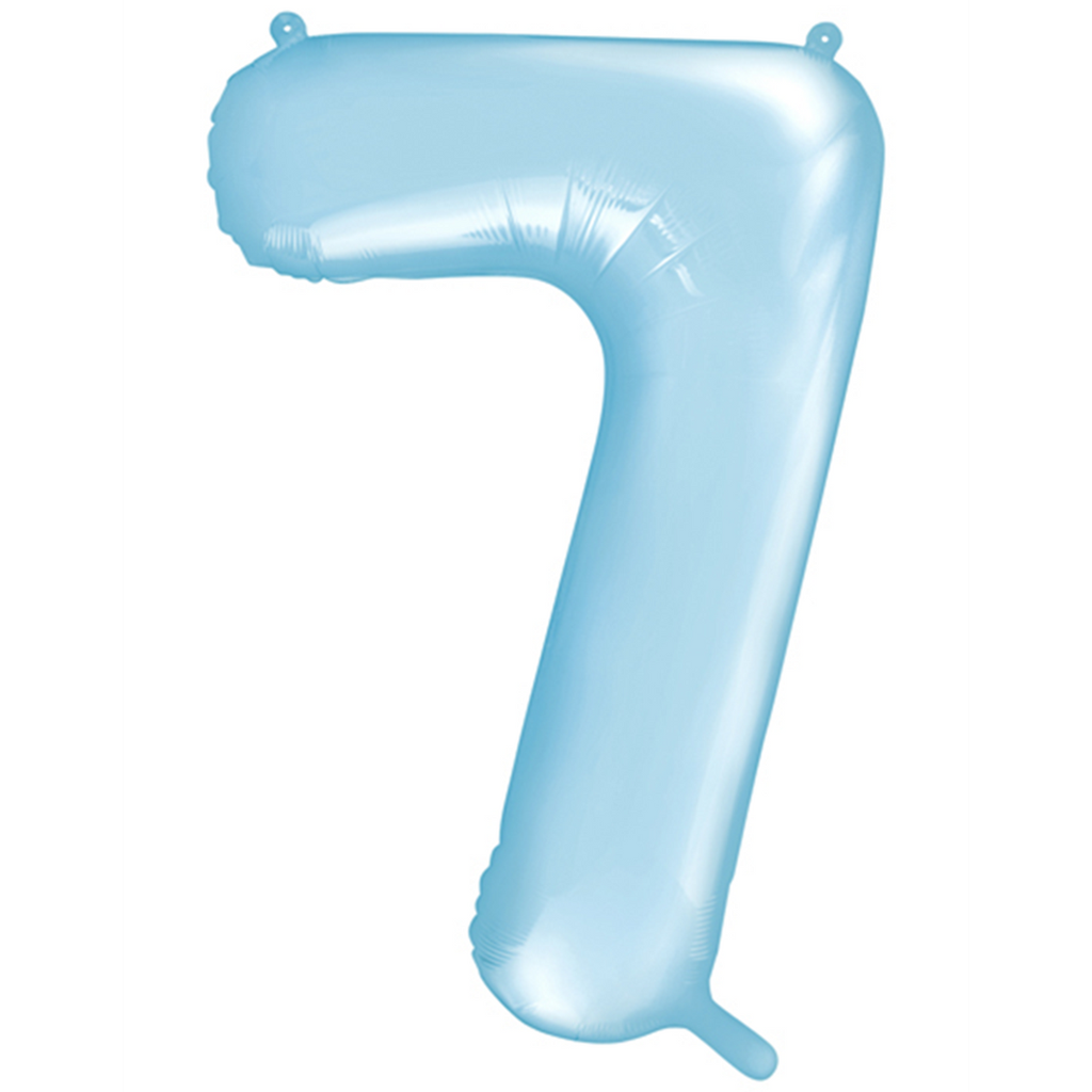 Zahlenballon 7 - Ballon XXL in Hellblau - Folienballon 86cm
