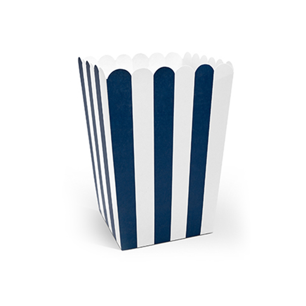 6 Popcornboxen - Kreation aus Blautönen - 7x7x12,5cm