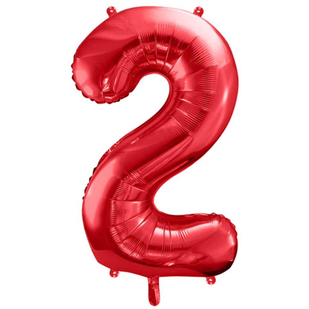 Zahlenballon 2 - Ballon XXL in Rot - Folienballon 86cm