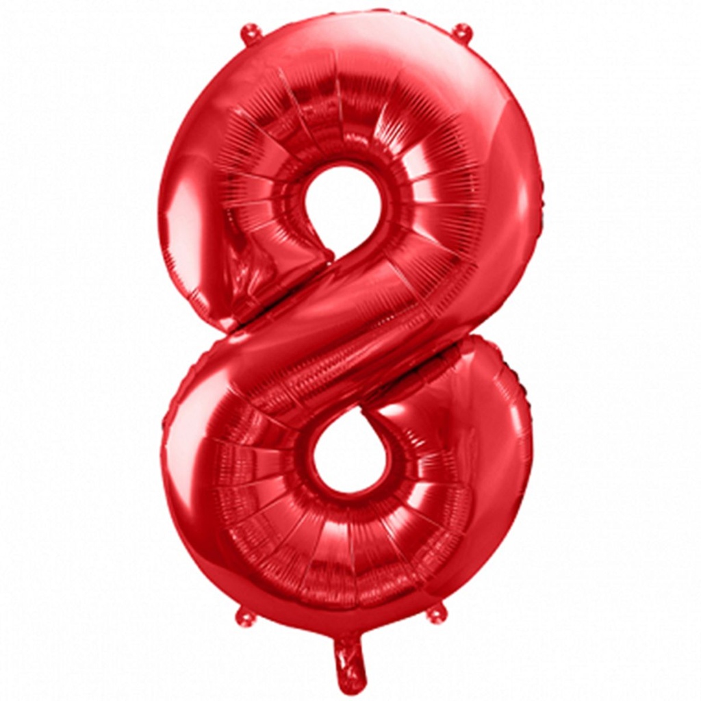 Zahlenballon 8 - Ballon XXL in Rot - Folienballon 86cm