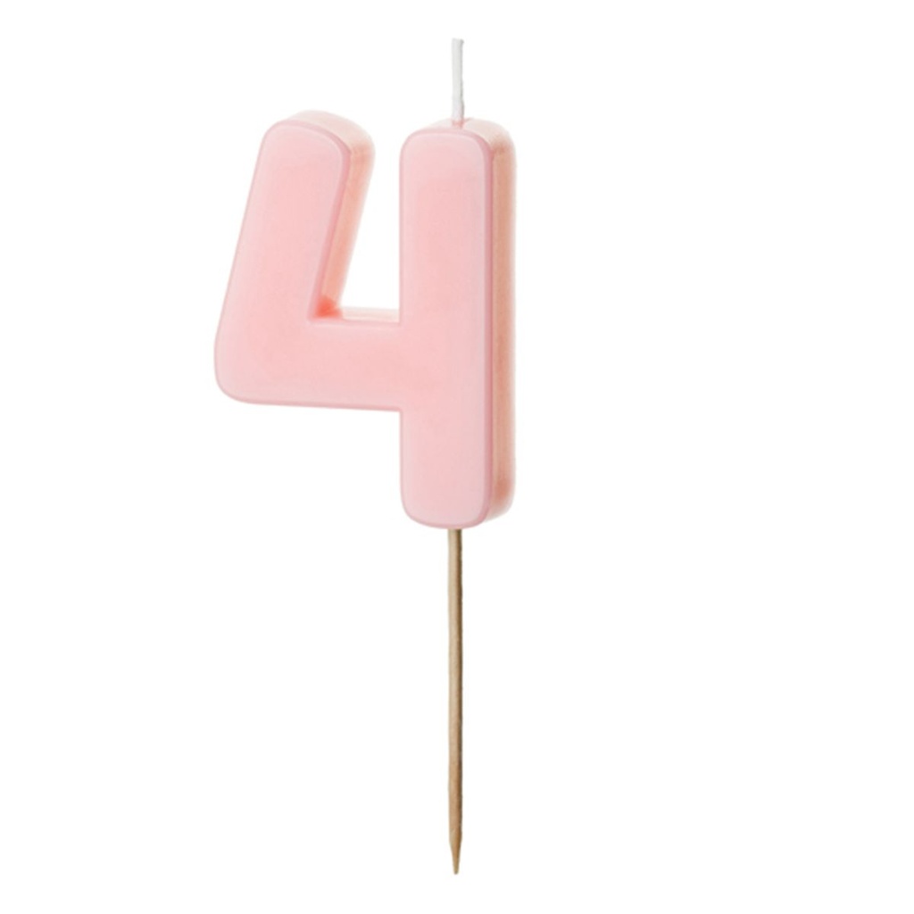 Zahl 4 Zahlenkerze - Rosa Happy Birthday Kerze Kuchenkerze