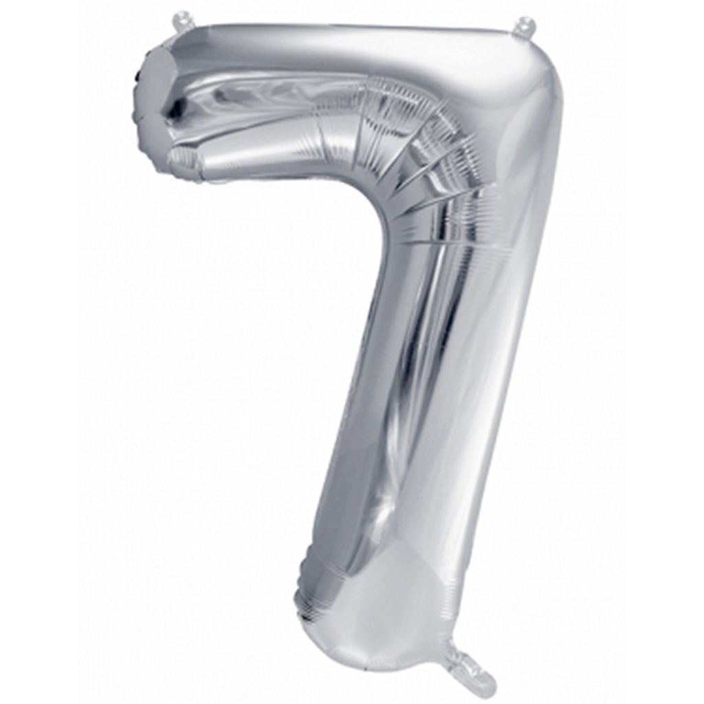 Zahlenballon 7 - Ballon XXL in Silber - Folienballon 86cm