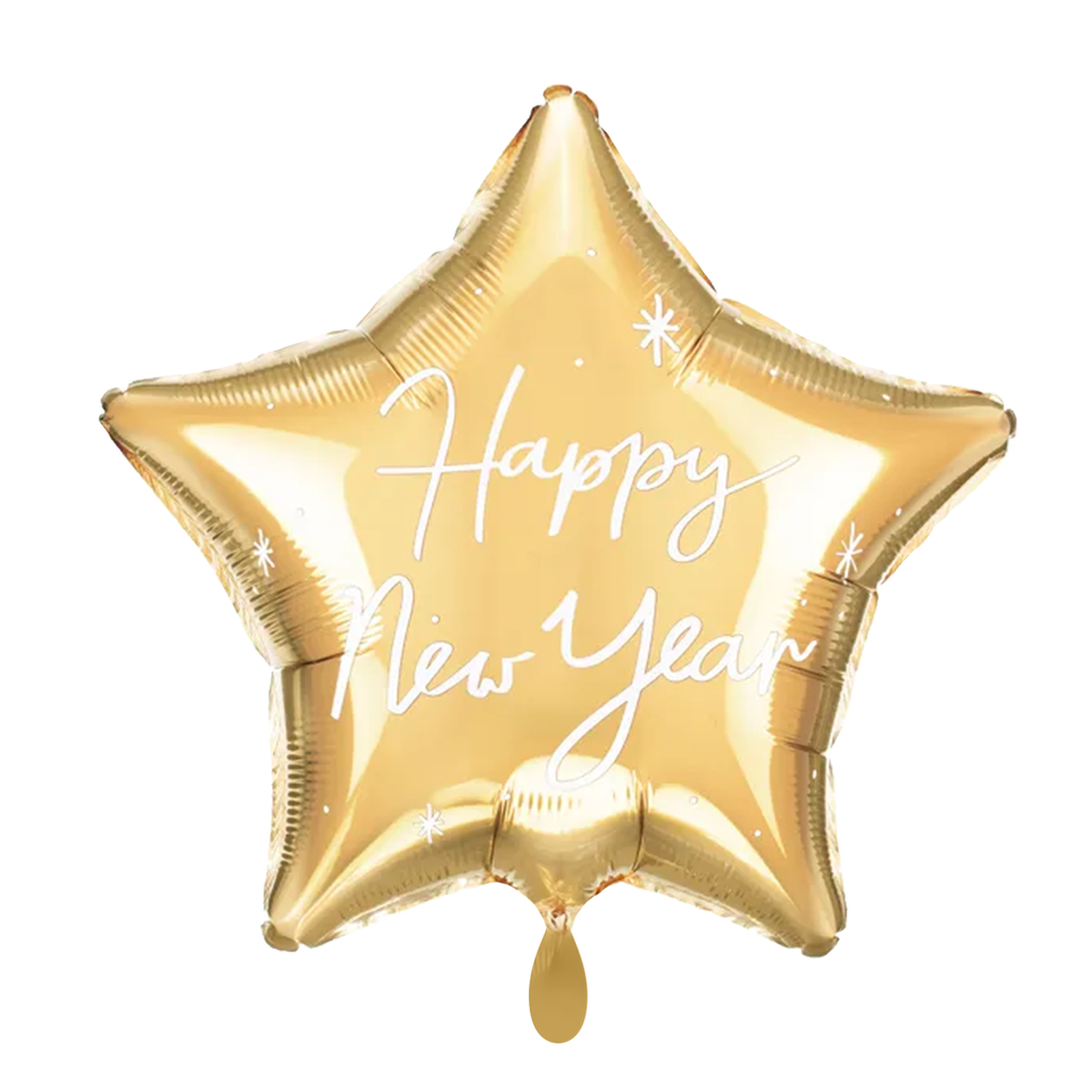 Silvester Stern - Happy New Year Star - Gold Ballon Folienballon 38x44cm