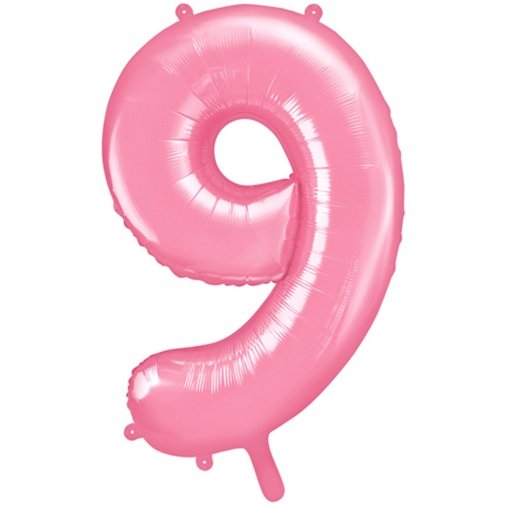 Zahlenballon 9 - Ballon XXL in Rosa - Folienballon 86cm