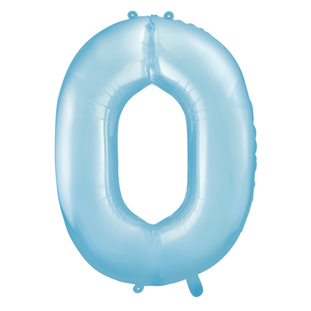 Zahlenballon 0 - Ballon XXL in Hellblau - Folienballon 86cm