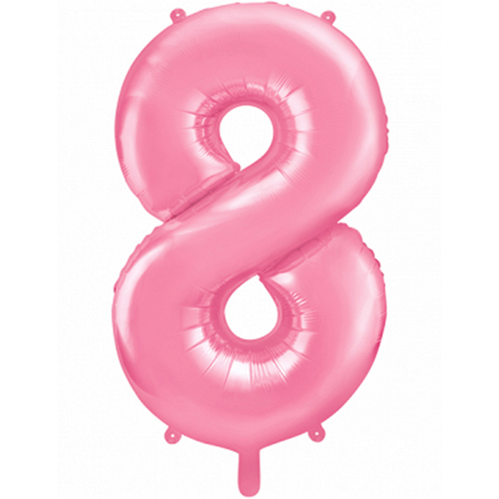 Zahlenballon 8 - Ballon XXL in Rosa - Folienballon 86cm