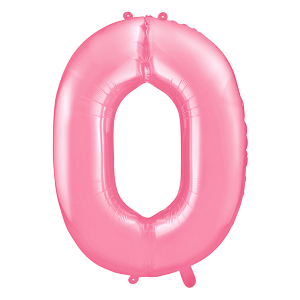 Zahlenballon 0 - Ballon XXL in Rosa - Folienballon 86cm