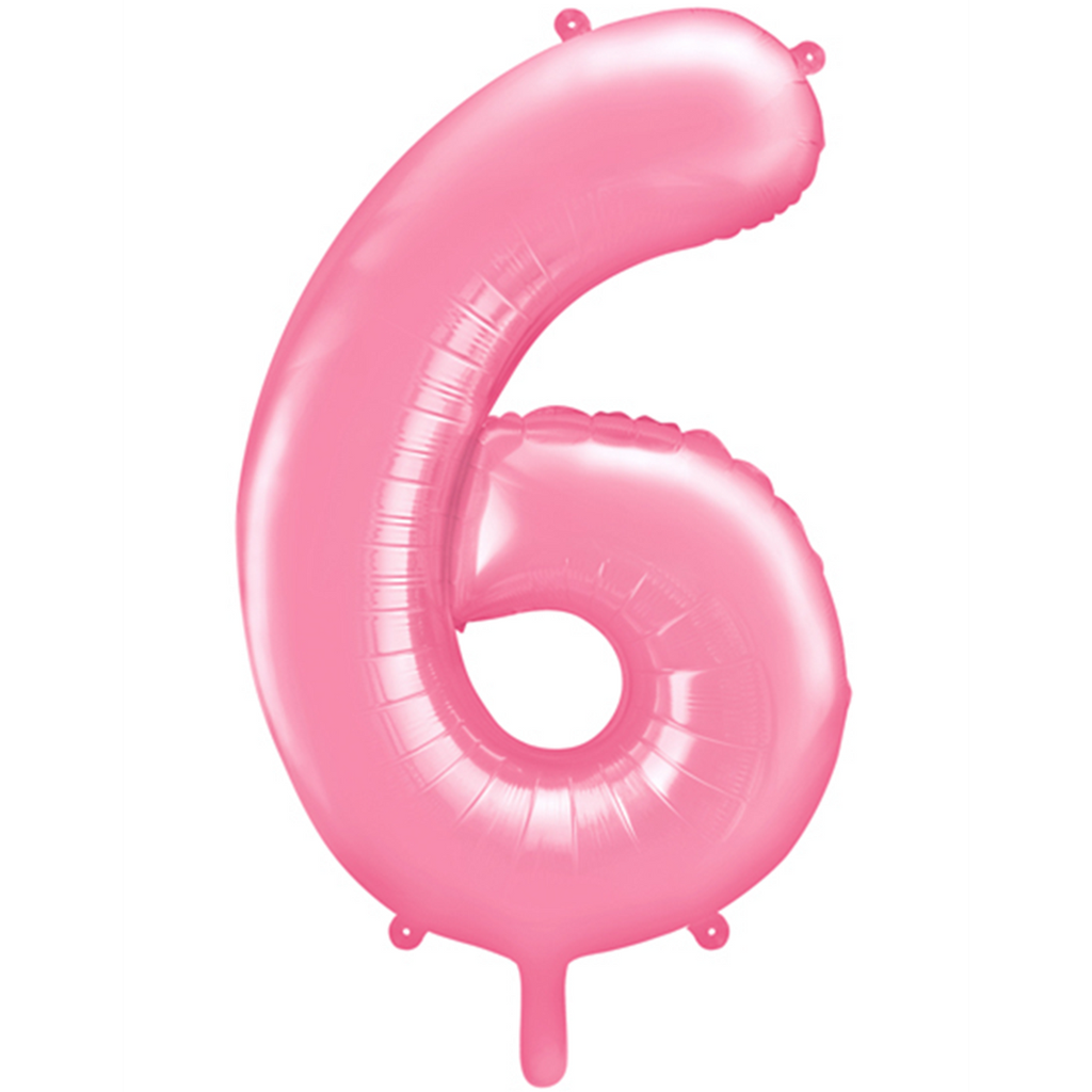 Zahlenballon 6 - Ballon XXL in Rosa - Folienballon 86cm
