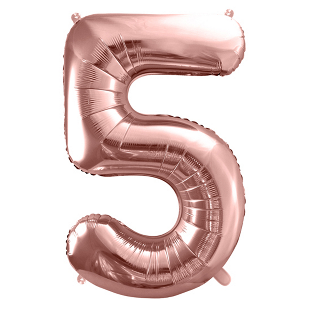 Zahlenballon 5 - Ballon XXL in Rosegold - Folienballon 86cm