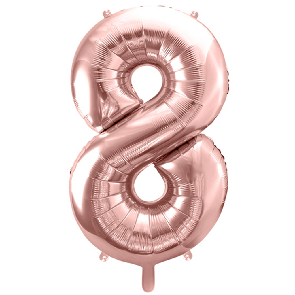 Zahlenballon 8 - Ballon XXL in Rosegold - Folienballon 86cm