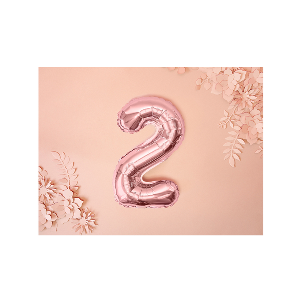 Zahlenballon 2 - Ballon XS in Rosegold - Folienballon 35cm