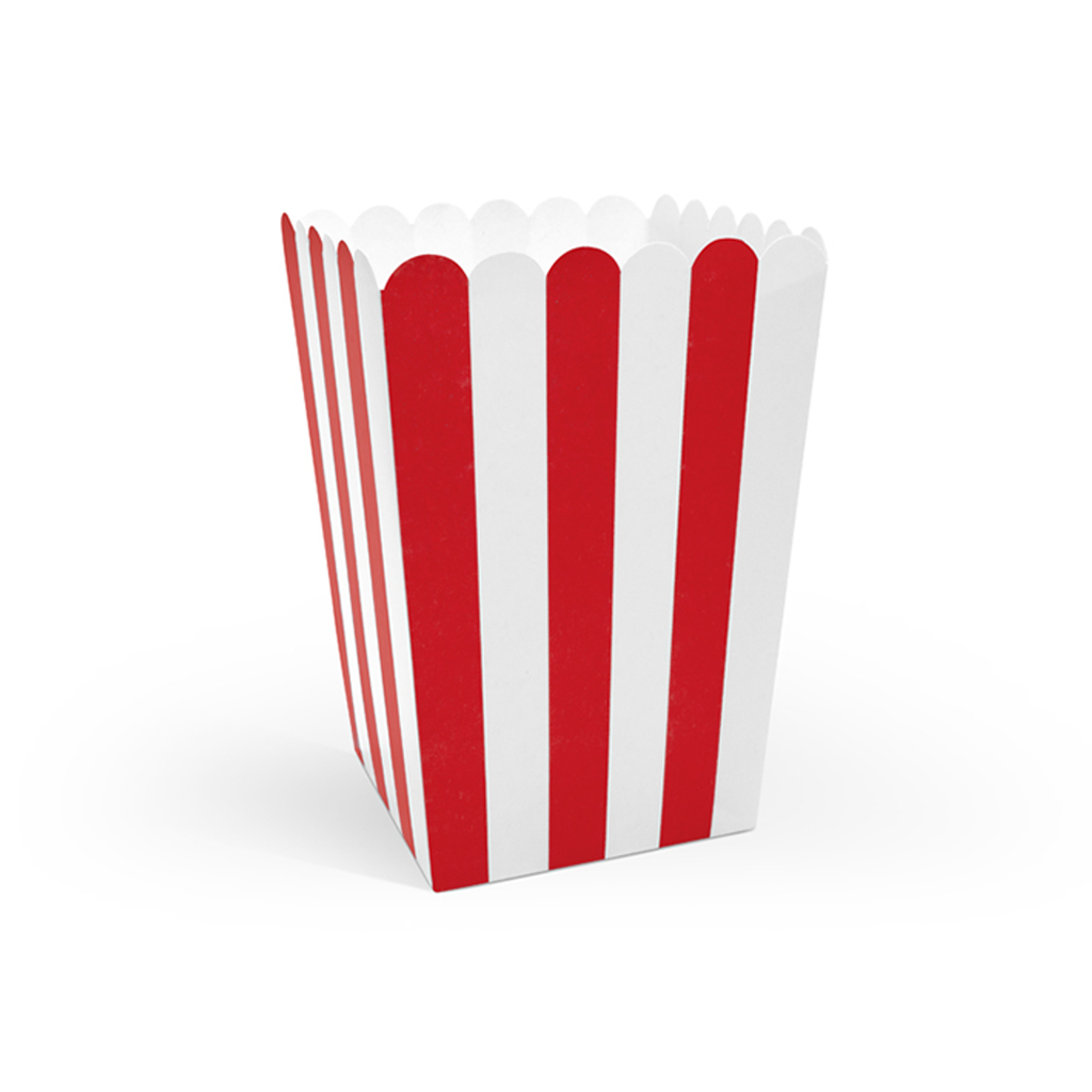 6 Popcornboxen - Classic Rot & Weiß - 7x7x12,5cm