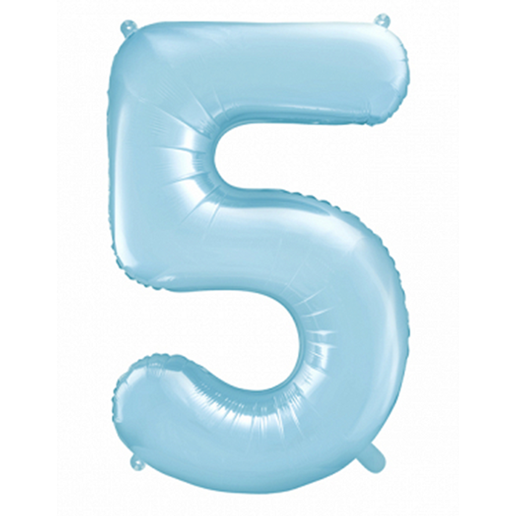 Zahlenballon 5 - Ballon XXL in Hellblau - Folienballon 86cm