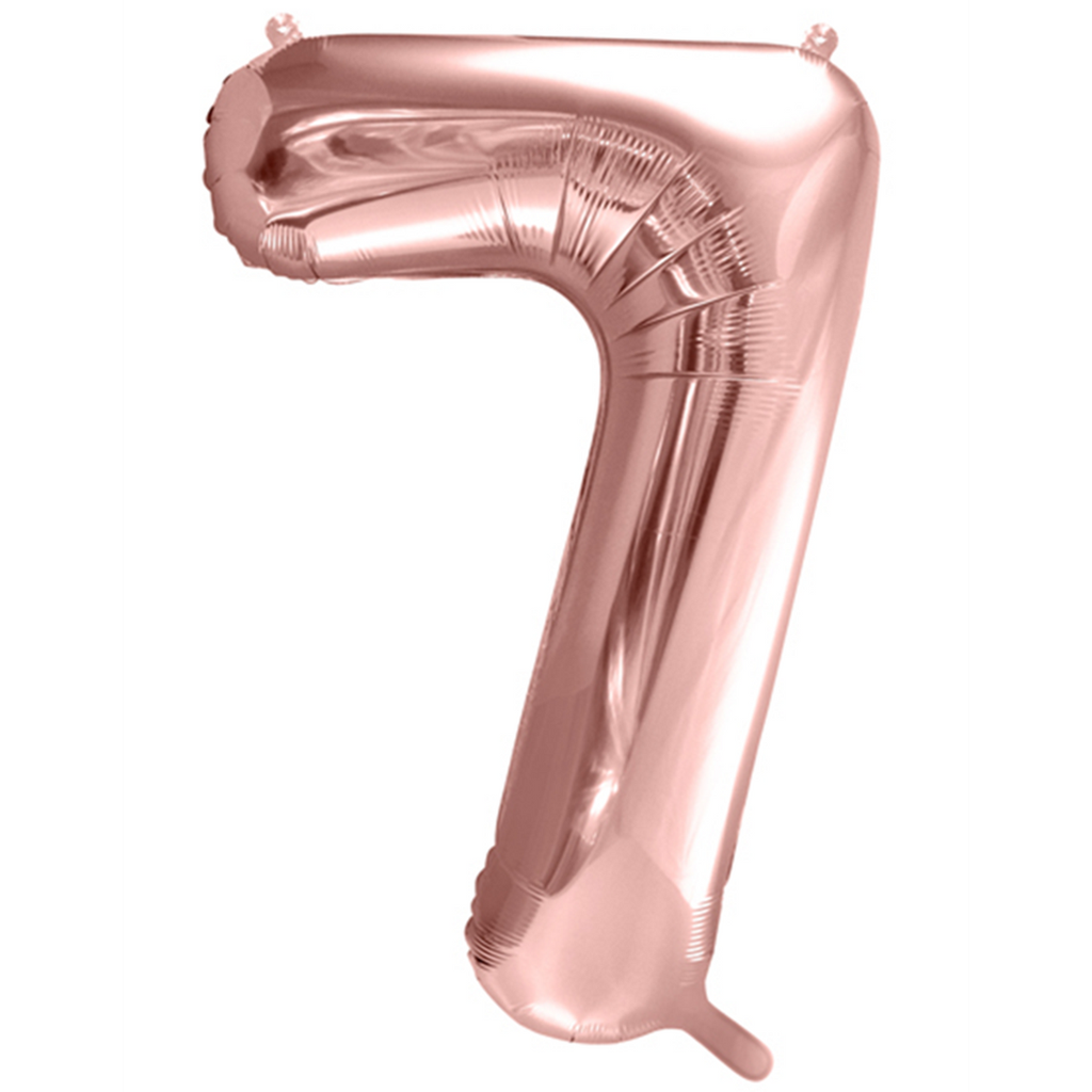 Zahlenballon 7 - Ballon XXL in Rosegold - Folienballon 86cm